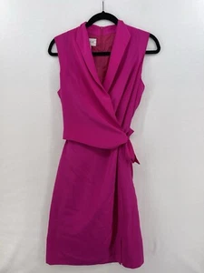 VINTAGE Jones New York 100% Silk Fuchsia Pink Kimono Wrap Dress Size 8 - Picture 1 of 15