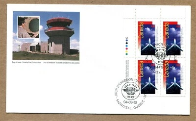 CANADA First Day Cover Series 1994-09-16 ICAO 50th. ANN 43¢ T.L. CORNER BLOCK - Image 1 of 2
