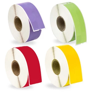 DYMO LW 30252 Address Labels -100 Rolls - 25 each RED LAVENDER YELLOW GREEN - Picture 1 of 8