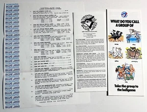 Toronto Blue Jays ~ 1979 y 1990 materiales promocionales con hoja de autógrafos - Imagen 1 de 3