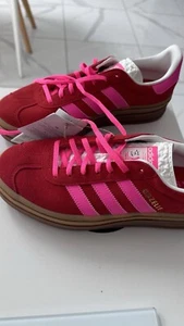 Brand New Adidas Gazelle Bold Collegiate Red Lucid Pink In U.K. 6.5 No Box - Picture 1 of 5