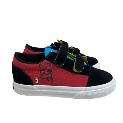 Vans X Los Simpson Niños El Barto Negro y Rojo Lona Tenis Planos Talla 10 - Nuevas Foto 1 de 4
