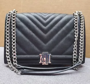 INC Quilted Faux-Leather Crossbody Shoulder Bag Purse Black - Picture 1 of 17