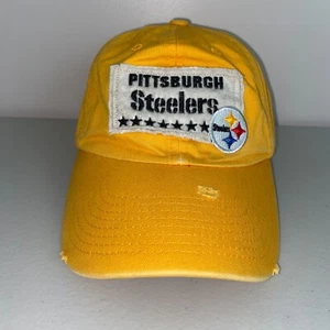 NFL Team Apparel Pittsburgh Steelers Strapback Hat Cap Distressed Yellow - Picture 1 of 6
