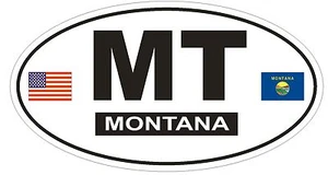 MT Montana Oval Bumper Sticker or Helmet Sticker D788 Euro Oval with Flag - Picture 1 of 1