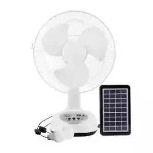 New Rechargeable Fan With solar panel, USB port,LED light and 2 Free bulbs - Picture 1 of 2
