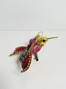 Vintage Pier 1 Hummingbird Clip On Christmas Ornament Red/Pink Sequins - Picture 1 of 5