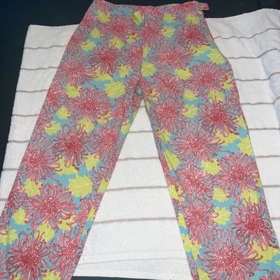 Брюки-капри Key West размер 10 розовые зеленые бирюзовые с цветочным рисунком из тропического хлопка - Изображение 1 из 4