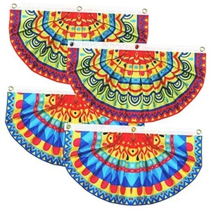 4 Pcs Mexican Party Banner Decorations Semicircle Fiesta Bunting Flag Pleated - Picture 1 of 8