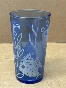 1 Hazel Atlas ANGEL FISH Cobalt Blue 3 7/8" Tumbler - Sportmans Series 1930s - Bild 1 von 7