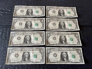 Lot Of 8 Sequential 1963A One Dollar Bills Notes $1 About Uncirculated (AU) - Picture 1 of 17