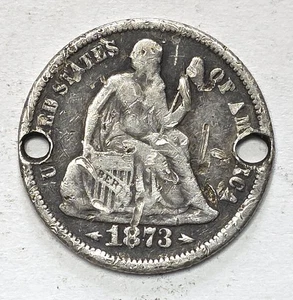 Moneda de diez centavos Arrows Liberty 1873 sentada, joyería grabada - Imagen 1 de 2