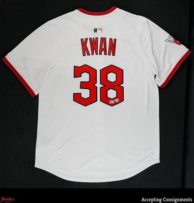 Steven Kwan Signed Under Wraps Cleveland Guardians #38 Jersey AUTO FANATICS COA - Image 1 of 4