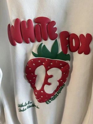 White Fox Hoodie Sweatshirt White/Red Strawberry 13 - Image 1 of 4