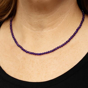 AAA+ Amethyst Necklace: minimalist necklace, 4mm Roundel Brazil Amethyst beads - Picture 1 of 5