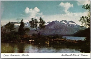 c1950s NORTHWEST ORIENT AIRLINES Advertising Postcard "KENAI PENINSULA, Alaska" - Picture 1 of 2