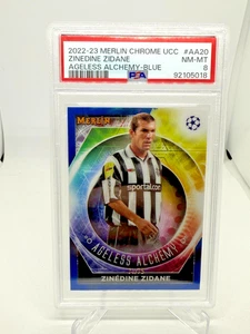 Zinedine Zidane 2022-23 Topps Merlin Ageless Alchemy Blue Refractor /75 PSA 8 - Picture 1 of 2