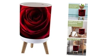 Romantic Botanical Small Trash Can with Lid Red Rose Bright Flowers Garbage - Picture 1 of 6