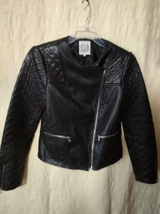 Dawn Levy Women's Black Quilted Moto Jacket Leather Women's Size Medium - Picture 1 of 9