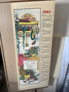 Bambuskalender 1981 hängend mit Happy Home Rezept 32”x12,5” - Bild 1 von 7
