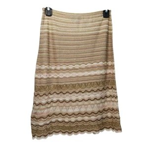 M Missoni Gold Metallic Made in Italy Zig Zag Scallop Pull on Mini Skirt Women 4 - Picture 1 of 9