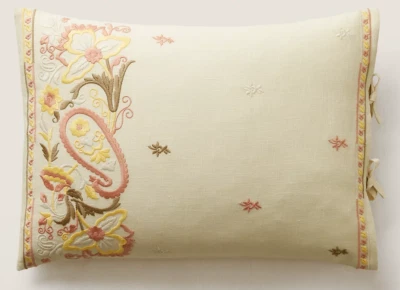 Ralph Lauren Kathryn Linen Embroidered 15x20 Throw Pillow Cream New - Image 1 of 4