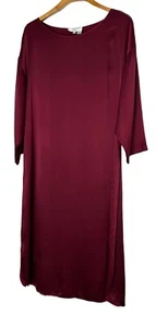 Valentino Silk Tunic Long Shift Dress Women’s Medium Red Burgundy 3/4 Sleeve - Picture 1 of 12