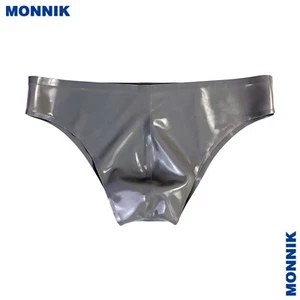 Men Latex Briefs Gray Tight Underwear for Bodysuit Fetish Club Wear BDSM - Picture 1 of 4