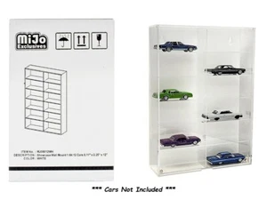 Showcase 12 Cars Display Case for 1/64 Scale Wall Mount Clear White MJ08012 WH - Picture 1 of 2