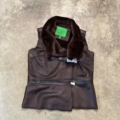 Chaleco LOGO Lori Goldstein Instantáneo Chic Para Mujer XS Marrón Imitación Gamuza Piel de Oveja Foto 1 de 4
