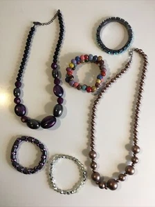 Necklace and bracelet jewelry lot 4 bracelets and 2 necklace- jewels and beads - Picture 1 of 7
