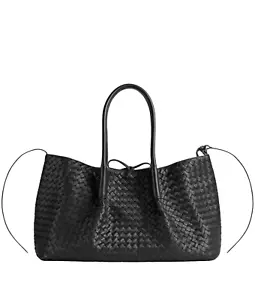 BOTTEGA VENETA Pinacoteca $4400 Black/Fondant Leather Reversible Tote Bag New - Picture 1 of 4