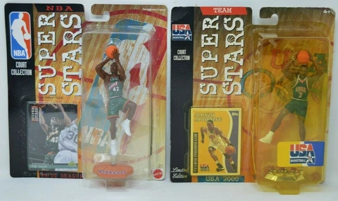 Lot of 2 Mattel NBA Super Stars Court Collection Vin Baker & Alonzo Mourning NIP Cover