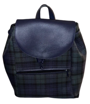 DE COLECCIÓN LL BEAN MOCHILA MONEDERO CUADROS AZUL VERDE CORREA DE CUERO AJUSTABLE 11X10 Foto 1 de 4