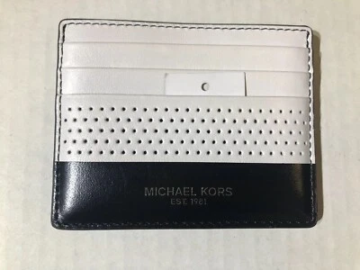 Michael Kors Men's ID Card case Black and White Leather Originally $68 NWT!! - Image 1 of 3