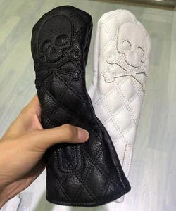New Premium Leather White Black Skull Golf Rescue Headcover Hybrid Club Cover UT - Picture 1 of 6