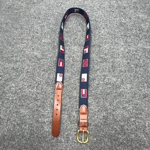 Leather Man Ltd Essex Canvas Leather Belt Mens 38 39 40 Georgia State Flags USA - Picture 1 of 10