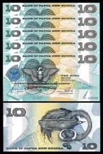 Papua New Guinea, 10 Kina, 1998, UNC, Comm., 5 Pcs LOT, Consecutive, P-17