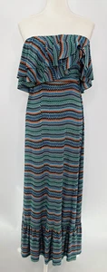 T-Bags Los Angeles Dress Women’s Geometric Strapless Ruffles Maxi Dress Size XS - Picture 1 of 12