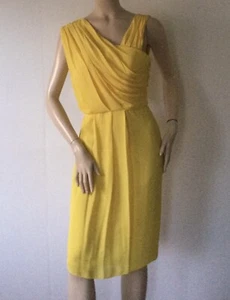 NEW BOSS Hugo Boss Drapira Bright Yellow Draped Dress (Size 8) - $1135.00 - Picture 1 of 12
