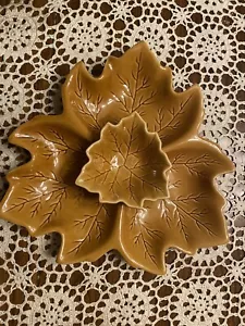Dennis East maple leaf tan serving tray w/dip bowl - Picture 1 of 5