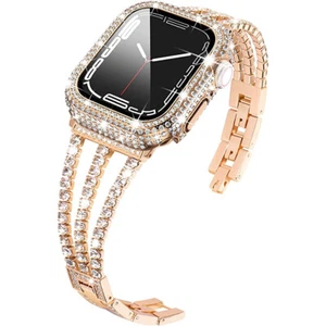 Damen Jewelry iWatch Armband Mit Schutzhülle Für iWatch Series 9 8 7 6 5 4 3 SE - Picture 1 of 15