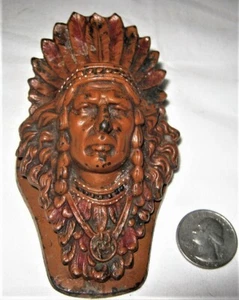 ANTIQUE AMERICAN INDIAN CJO JUDD CAST IRON DESK ART PAPER CLIP HOLDER WEIGHT USA - Picture 1 of 10