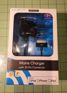 iPod iPhone iPad Mains Three Pin UK Plug Charger With 30 Pin Connector - Zdjęcie 1 z 5