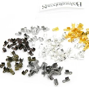 20 umklappbare Quetschrohre 6 mm lang für 1 - 1,5 mm Perlenschnüre & Drahtenden mit Schlaufe - Bild 1 von 7