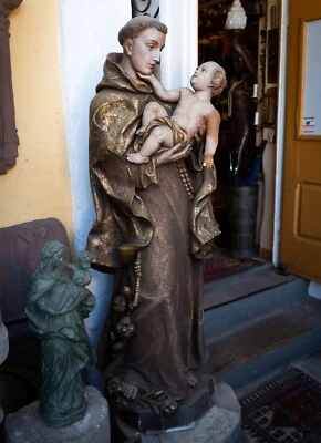 Große Skulptur Heiligenfigur Kirchenfigur Heiliger Antonius Terracotta 135 cm   - Bild 1 von 4