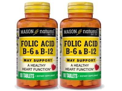 Folic Acid B6 B12 Daily Energy Metabolism Support Nerve Health Pack 180 TABLETS - Image 1 of 4