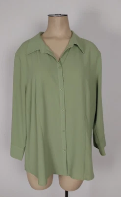 Blusa para mujer Covington verde salvia manga 3/4 abotonada talla XL (18) Foto 1 de 4