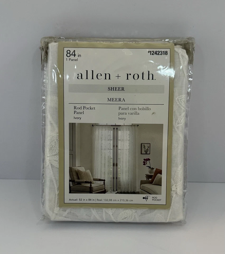 Allen Roth Meera 84-in Ivory Polyester Sheer Single Curtain Panel - 55611