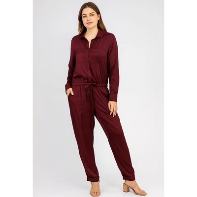 Mono utilitario Ann Taylor LOFT borgoña rayón manga larga M ropa de calle 62-18 Foto 1 de 4